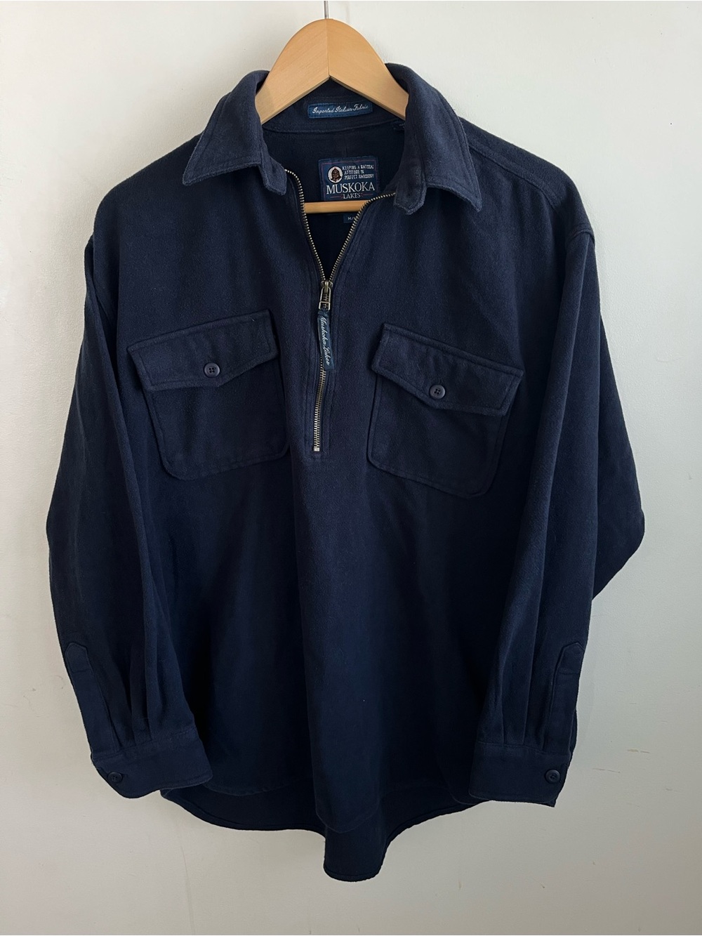90’s Muskoka Lakes Soft Quarter Zip Shirt Unisex Navy M